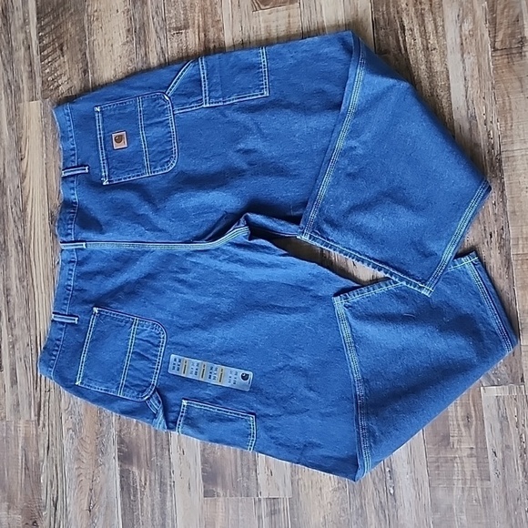 New with stickers Carhartt Work Dungaree Jeans Sz 50x30 - Picture 2 of 3